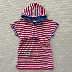 Mini Boden girls' striped terry cloth hooded swim cover-up Girl’s Size 6-7Y